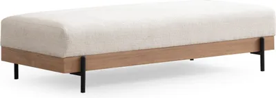 Produktbild von Hanah Home, Eti Oak Pouffe - White, Sitzpuff, BUCHENHOLZ / SPANPLATTEN, Weiß, 158 x 68 x 38 cm
