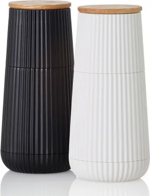Produktbild von AdHoc MP150 Set Salzmühle und Pfeffermühle Scape Black & White, Kunststoff | Eichenholz