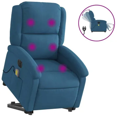 Image de Fauteuil inclinable de massage électrique bleu velours