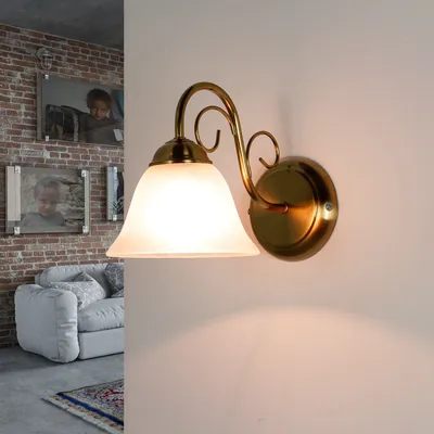 Produktbild von Wandleuchte E14 Weiß Messing Glas Metall Rustikal Wandlampe