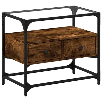 Produktbild von "SALE 2026"TV-Schrank, Fernsehtisch - CLORIS - mit Glasplatte Räuchereiche 60x35x51cm Holzwerkstoff - TV-Schränke DEMöbel743251