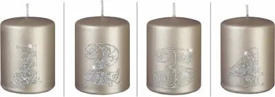 Produktbild von 4er Set Adventskerzen 1 - 4 in Stein Metallic