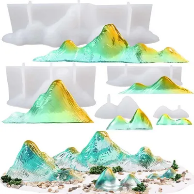 Productafbeelding van Siliconen vormset "Bergtop", 5 stuks, voor taartdecoratie, epoxyhars, fondant en kaarsen