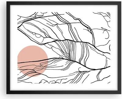 Produktbild von Gerahmtes Poster - Schwarzer Rahmen - Abstraktion Linien Sonne - 50x40 cm - Wand Bild - Wanddeko - Wandbilder - Kunstposter - Wandposter - Bilderrahmen - Bilder - Kunstdruck - P2BAA50x40-4770