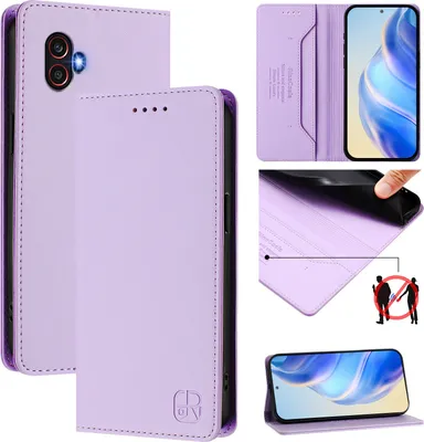 Obrázek produktu pro Kožené pouzdro pro Samsung Galaxy XCover6 Pro, flipové pouzdro s přihrádkami na karty, peněženkou a stojánkem Fialový