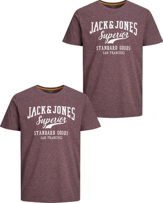 Produktbild von JACK & JONES 2-er Set T-Shirt Rundhals Logo Print Shirt Größe: S