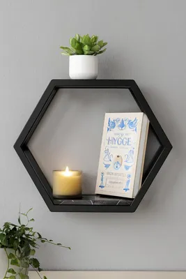 Obrázok produktu pre Veľká čierna kovová polica Hexagon