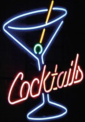 Produktbild von vianmo Holzschild 18x12 cm Cocktails Neon Strohhalm