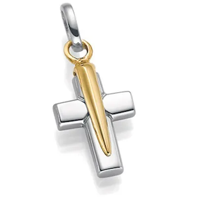 Produktbild von Goldkreuz Anhänger Kreuz aus 585 Gold Gelbgold & Weißgold bicolor Uni