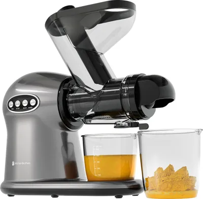 Produktbild von KitchenBrothers Slow Juicer XL - Entsafter - Obst- und Gemüsepresse - 43mm und 70mm Einfüllöffnung - 500ml - Grau