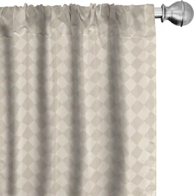 Produktbild von ABAKUHAUS Shabby Flora Vorhänge, Gardinen, Retro- geometrisches überprüftes Muster-Diagonalraut-Fliesen-Pastell farbiges Design, 2 Stück 75 x 175 cm, Braun Creme