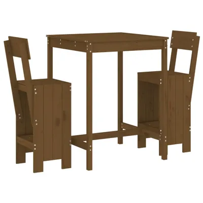 Produktbild von 3-tlg. Gartenbar-Set Honigbraun Massivholz Kiefer
