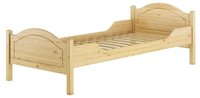 Produktbild von Massivholz Bett 100x200 Kieferbett Einzelbett Gästebett Futonbett Zubehör wählbar V-60.30-10Federleisten