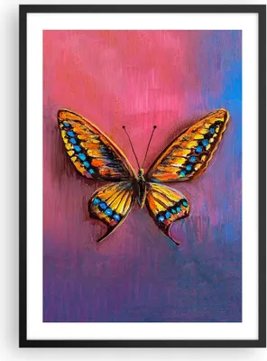 Produktbild von Gerahmtes Poster - Schwarzer Rahmen - Schmetterling bunt gemalt - 50x70 cm - Wand Bild - Wanddeko - Wandbilder - Kunstposter - Wandposter - Bilderrahmen - Bilder - Kunstdruck - P2BPA50x70-5012