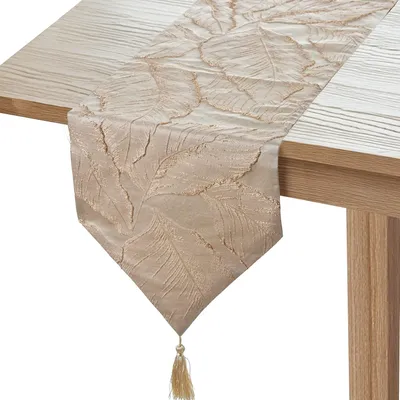 Tafelloper aus Polyester, creme-braun, 30 x 1 x 180 cm