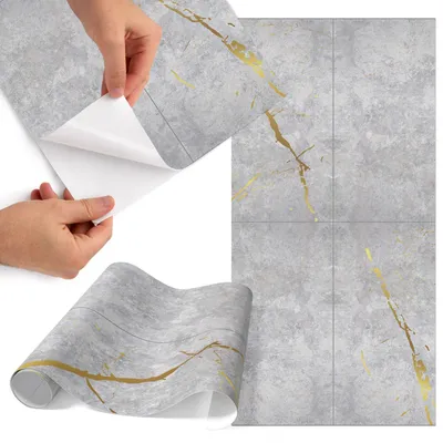 Produktbild von Möbelfolie 50x100 cm - Klebefolie Möbel - Selbstklebende Folie - Folie für Möbel - Möbelfolie Küche - Klebefolie Küche - Möbelfolie Schrank - Wasserdicht - Abwaschbar - Selbstklebend - Luftblasenfrei - Rückstandslos entfernbar - Steine Eleganz