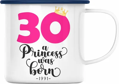 Produktbild von Trendation -  30. Geburtstag Emaille Tasse Frau Geschenk 30er Geschenkidee 30 Mutter Frauen Lustig Geschenke (Blau)