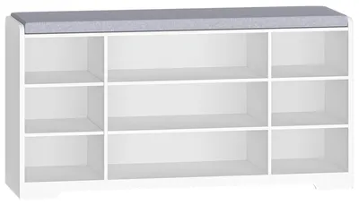 Image de Banc à chaussures avec assise et coussin de rangement - Rangement à chaussures avec 9 compartiments - Étagères réglables