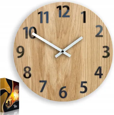Produktbild von ModernClock, Wanduhr, Wohnzimmer, 33cm, große Wanduhr aus Eiche, Amadus schwarz