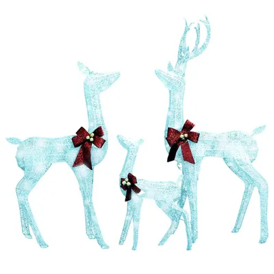Immagine prodotto di Famiglia di renne decorazione natalizia bianca e argento 201 LED