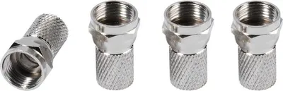 Produktbild von ViVanco™F-Stecker, 7,0 mm, 4 Stück - Silber, F-Typ, F-Typ, Silber, Metall, 7 mm, Karton mit Aufhänger