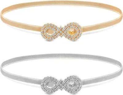 Immagine prodotto di Cintura argentata con strass per donna, elastica