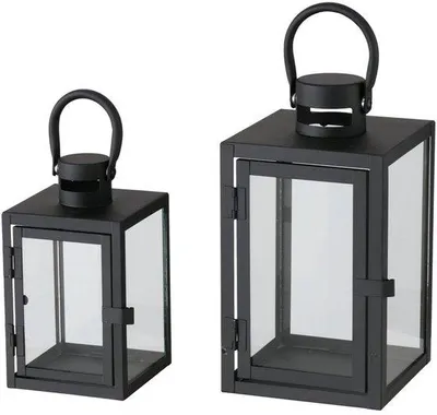 Productafbeelding van Set van 2 Decoratieve Lantaarns in Zwart