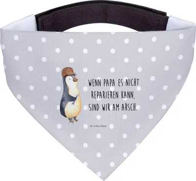 Produktbild von Mr. & Mrs. Panda Hunde Halstuch Wenn Papa es nicht reparieren kann, sind wir am Arsch - Grau Pastell - Geschenk, Hundehalstuch, Tuch, Handwerker, Muttertag, Vatertag, Für