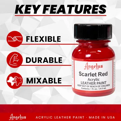 Produktbild von Lederfarbe Rot 30ml, Acrylfarbe für Leder, zum Bemalen von Lederwaren