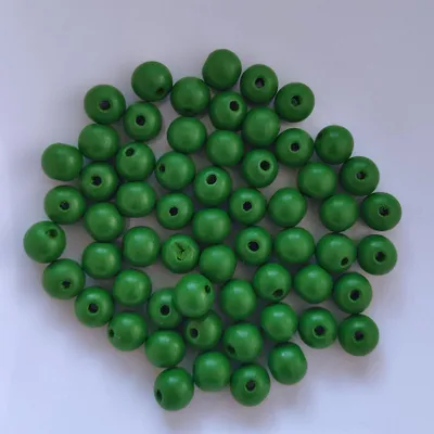 Immagine prodotto di Perline di legno, rotonde, 60 pezzi, 10 mm, verde scuro