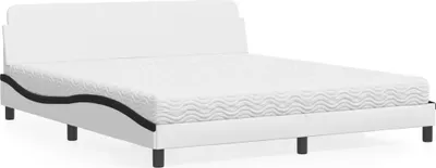 Immagine prodotto di vidaXL Letto con materasso "Dover" bianco e nero 180x200 cm in Pelle finta