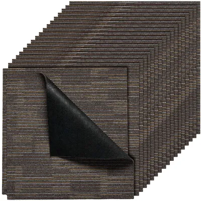 Produktbild von VEVOR Teppichfliesen wiederverwendbar, 24" x 24" Teppichquadrate mit integrierter Polsterung, weiche gepolsterte Teppichfliesen, einfache DIY-Installation für Schlafzimmer und Wohnzimmer (24 Fliesen, gemischtes Braun), 610 x 610 mm-b, 24 Stück-Grau & Braun