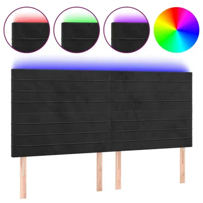 Image de vidaXL LED Tête de lit noir 180x5x118/128 cm velours