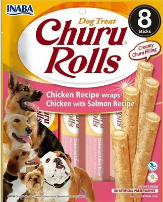 Zdjęcie produktu dla Przekąska dla psa Inaba Churu Rolls Kurczak z łososiem Kurczak z łososiem 8 x 12 g
