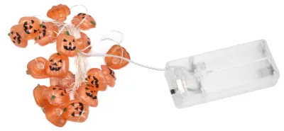 Produktbild von 2 m lange Kürbis-Lichterkette mit 20 LEDs, batteriebetrieben, dekorative Lampe für Halloween, Partys, Spukhäuser im Innen- und Außenbereich