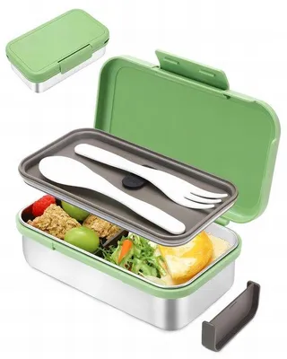 Produktbild von Grüne Kindersnackbox 900ml Edelstahl