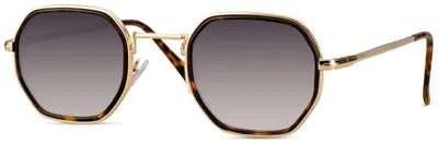 Produktbild von styleBREAKER Uni Sonnenbrille Hexagonal Kupfer, Gold-Schildpatt/Grau