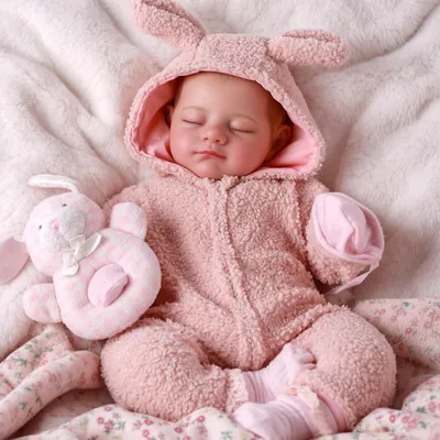 Produktbild von Realistische Reborn Baby Puppe von 50 cm mit Kuscheloutfit