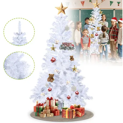 Produktbild von LZQ Weihnachtsbaum Künstlich 240cm, Tannenbaum Künstlich PVC mit Metallständer，Premium weiße Kunsttanne, Schwer Entflammbarer Christbaum