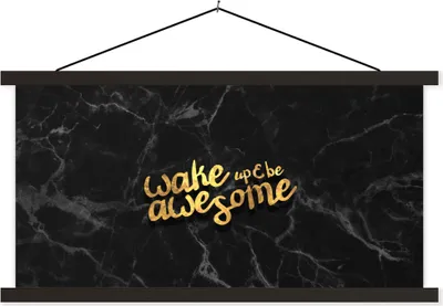 Produktbild von MuchoWow® Textilposter Zitat - Cool - Gold - Marmor 120x60 cm mit schwarzem Rahmen - Dekoration Schlafzimmer