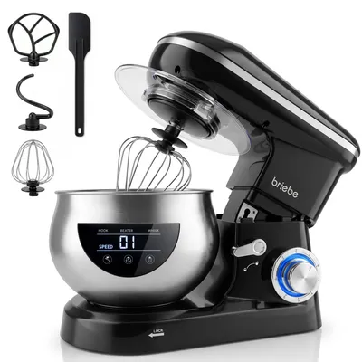 Immagine prodotto di Briebe KM1164 Impastatrice da cucina, vasca in acciaio inox da 5L, 6 velocità LED touchscreen nero