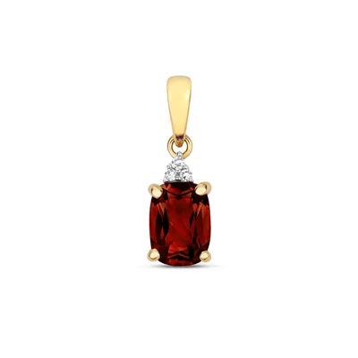 Produktbild von Funkelndes Feuer Schöner 9 Karat (375) Gold Damen - Diamant Anhänger Brillant-Schliff HI - I1 mit Granat; TRS34932