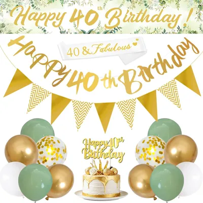 40. Geburtstag Ballon-Set mit Banner & Wimpelkette, 22-teilig