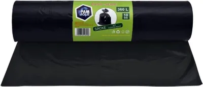 Produktbild von PAM-FOLIE Universal-Müllsäcke 360L - 10 Stück - XXL Große, Starke, Dicke Abfallsäcke, Basic - 120x150cm - 35µm - schwarzer Müllbeutel
