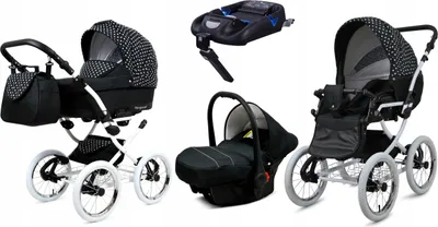 Produktbild von BabyLux® Margaret White | 4in1 Kinderwagen Set | White Dots | Kombikinderwagen | Kinderwagenset