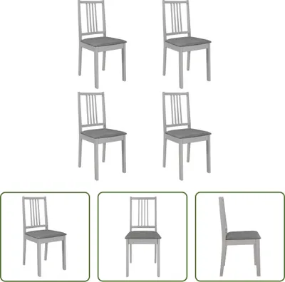 Produktbild von The Living Store Esszimmerstühle mit Polstern 4 Stk. Grau Massivholz