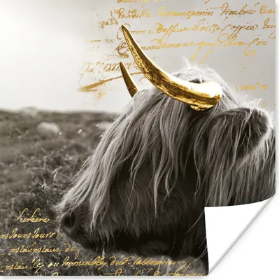 Produktbild von MuchoWow® Poster Schottischer Highlander - Gold - Zitat 75x75 cm - Wand Dekoration