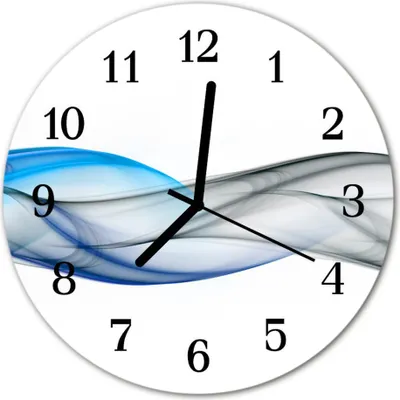 Produktbild von Glasuhr Wanduhr Küchenuhr Echt-Glas 30fi cm Abstrakter Rauch blau grau