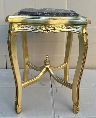 Produktbild von Casa Padrino Barock Beistelltisch Gold / Schwarz - Antik Stil Massivholz Tisch mit Marmorplatte - Antik Stil Möbel - Barock Möbel