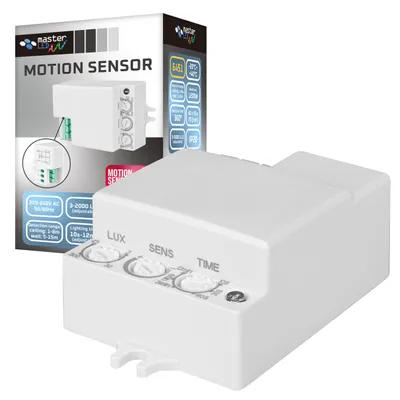 Zdjęcie produktu dla Mikrofalowy czujnik ruchu MasterLED Flat, 5,8 GHz, 360°, zasięg 1-15 m, regulacja czasu/LUX/Sens